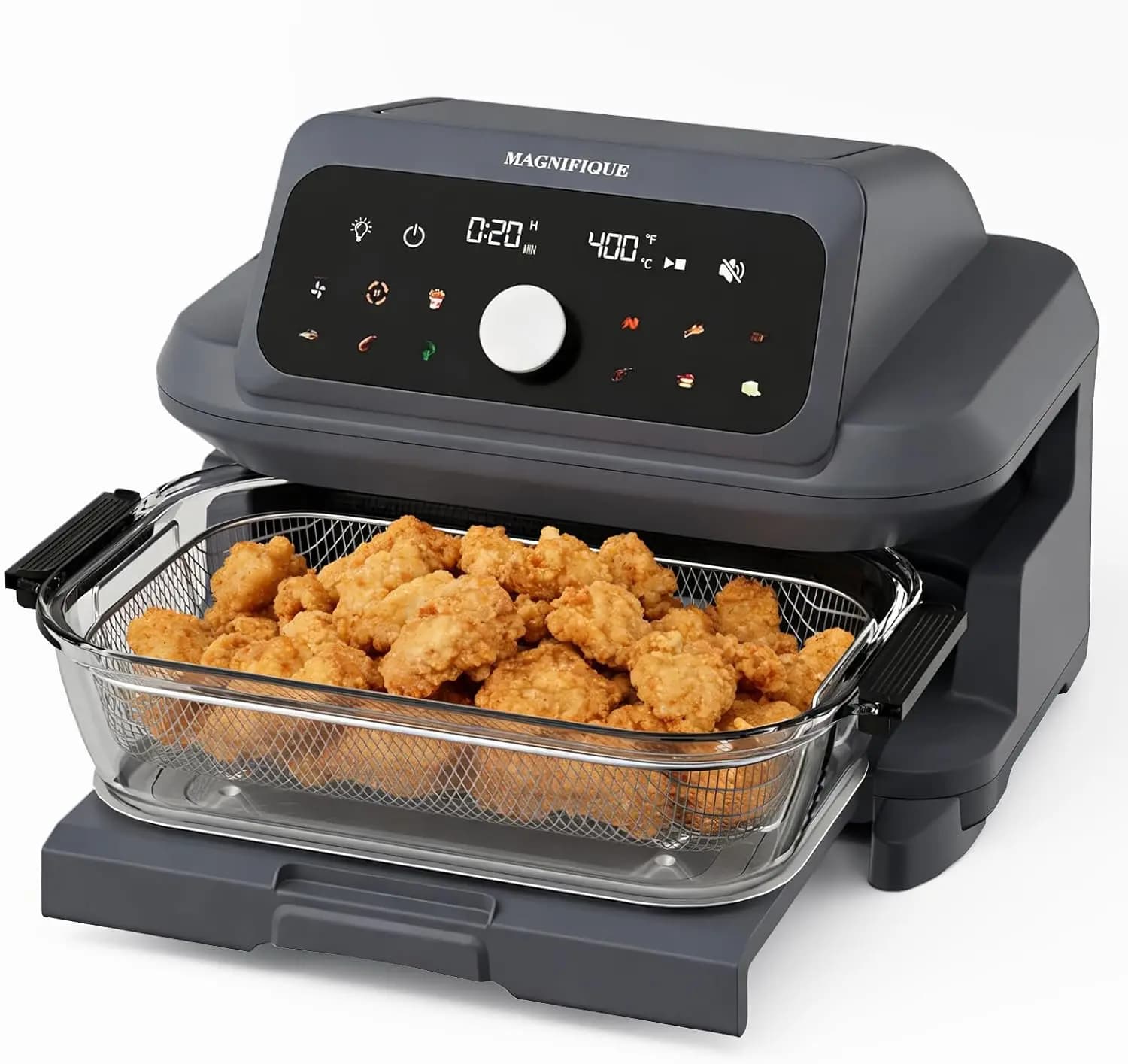 6-Quart Large Capacity Glass Air Fryer Oven, Non-Toxic, 12-in-1 Digital Touchscreen, Full Glass Viewing Window, Rapid Hot Air Ci
