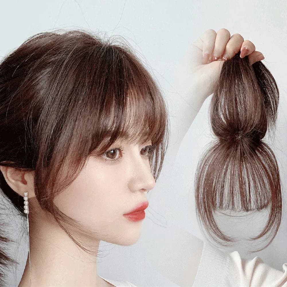 Piccola Frangia 3D in Capelli Veri Remy con Clip, Extension per Capelli Naturali con Ciuffi Laterali per Donna