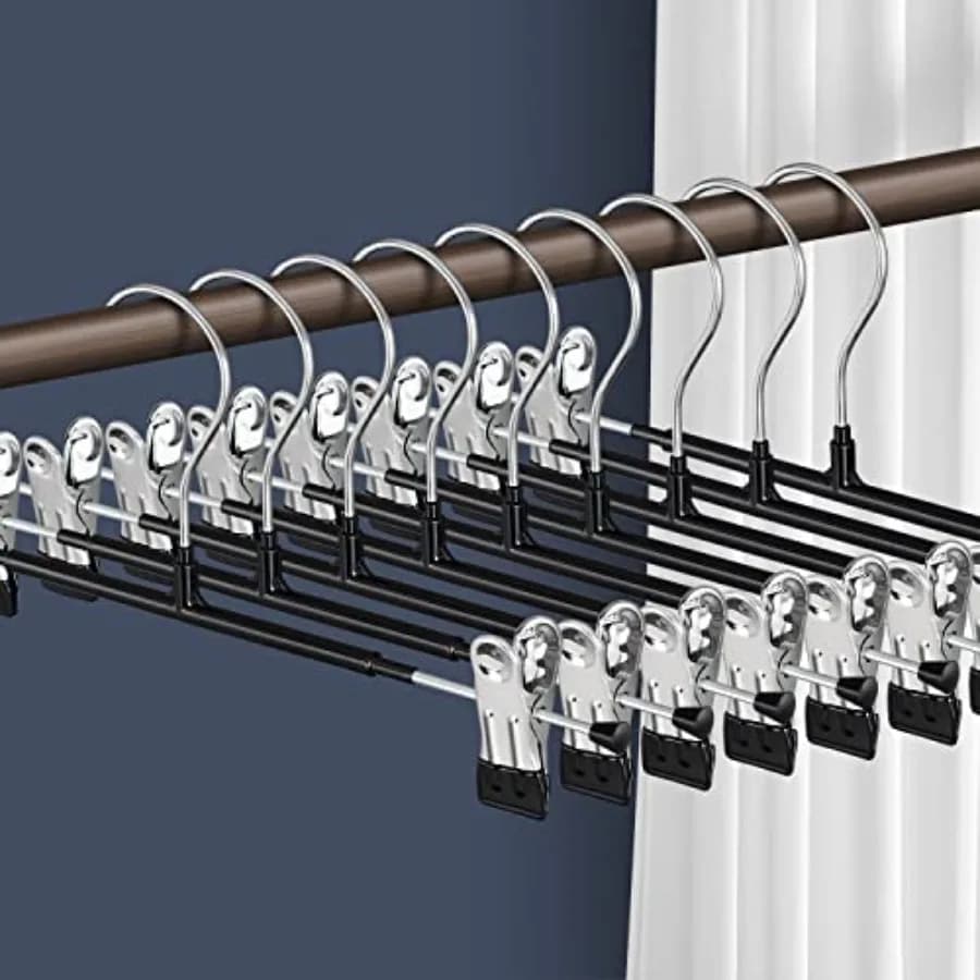 Clothes rack with clip for women's trousers, package of 20, adjustable, durable, space saving, anti-slip, for skirts, pants, jeans and dresses