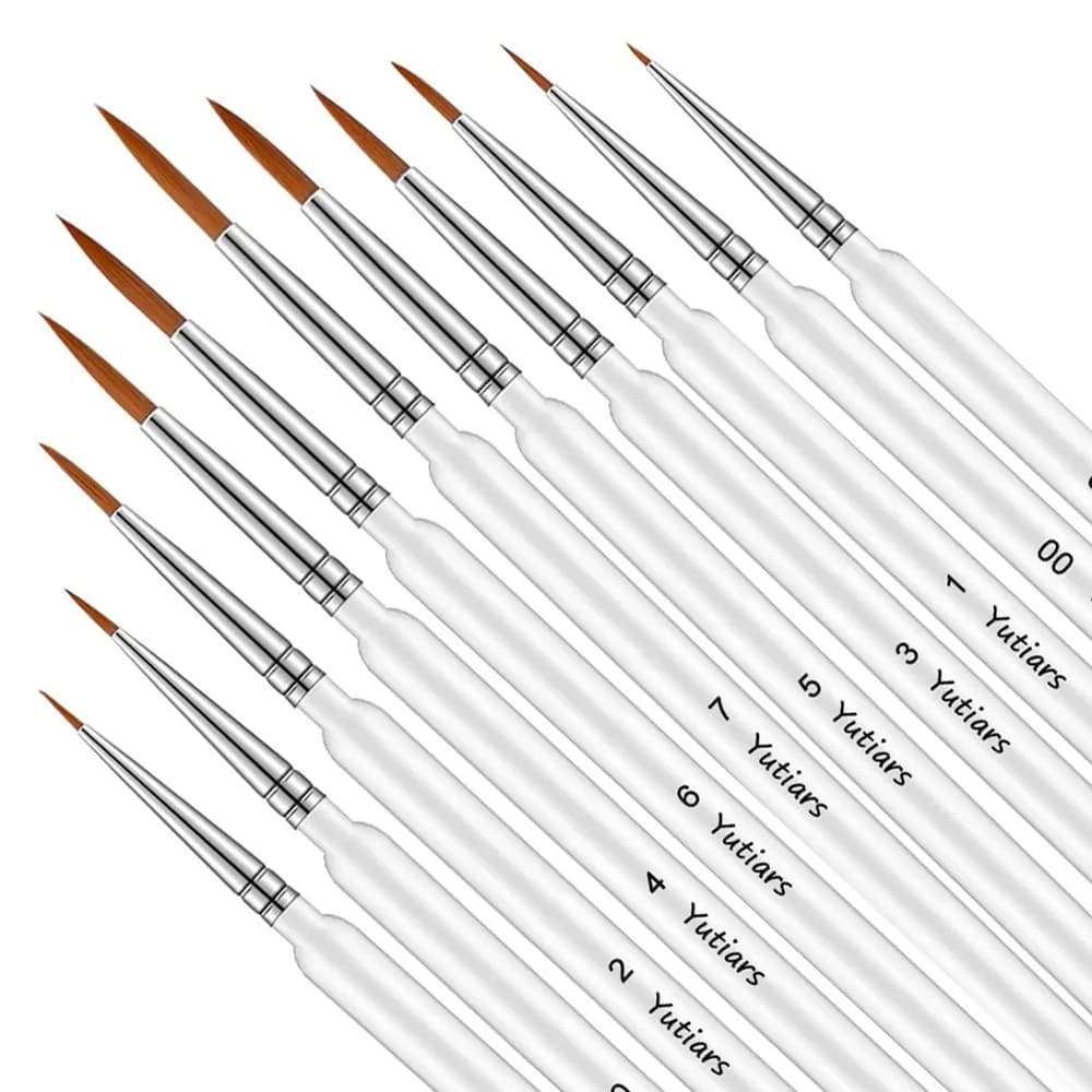 11pcs Miniature Paint Brushes Art Painting Brushes Weasel Hair Paint Brush Gouache Watercolor Oil Paints Artists Hand Painted