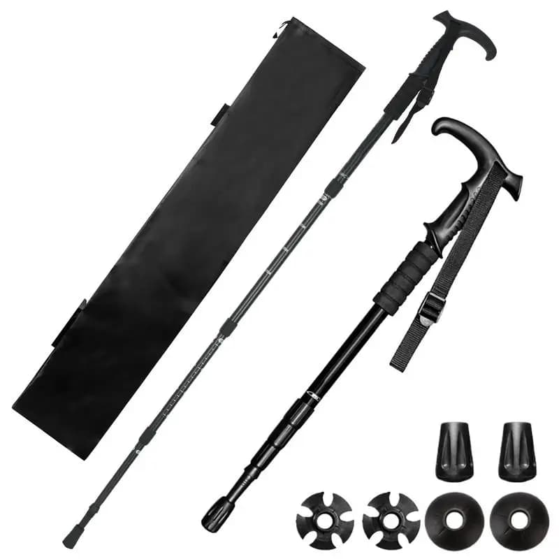 Trekking poles 2 pieces Trekking poles Trekking poles Ergonomic telescopic handle Design Four-section equipment for shoulder backpack