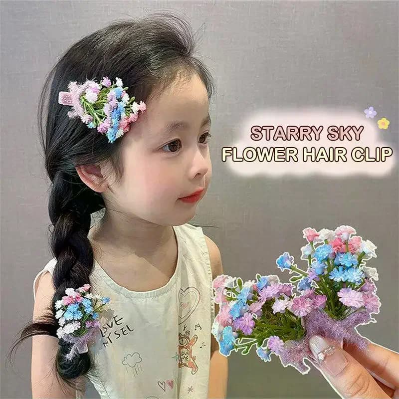 1/2Pcs Sweet Starry Sky Flower Hair Clip For Girls Bohemian Delicate Little Flower Bow Side Clips Hair Accessories Gifts