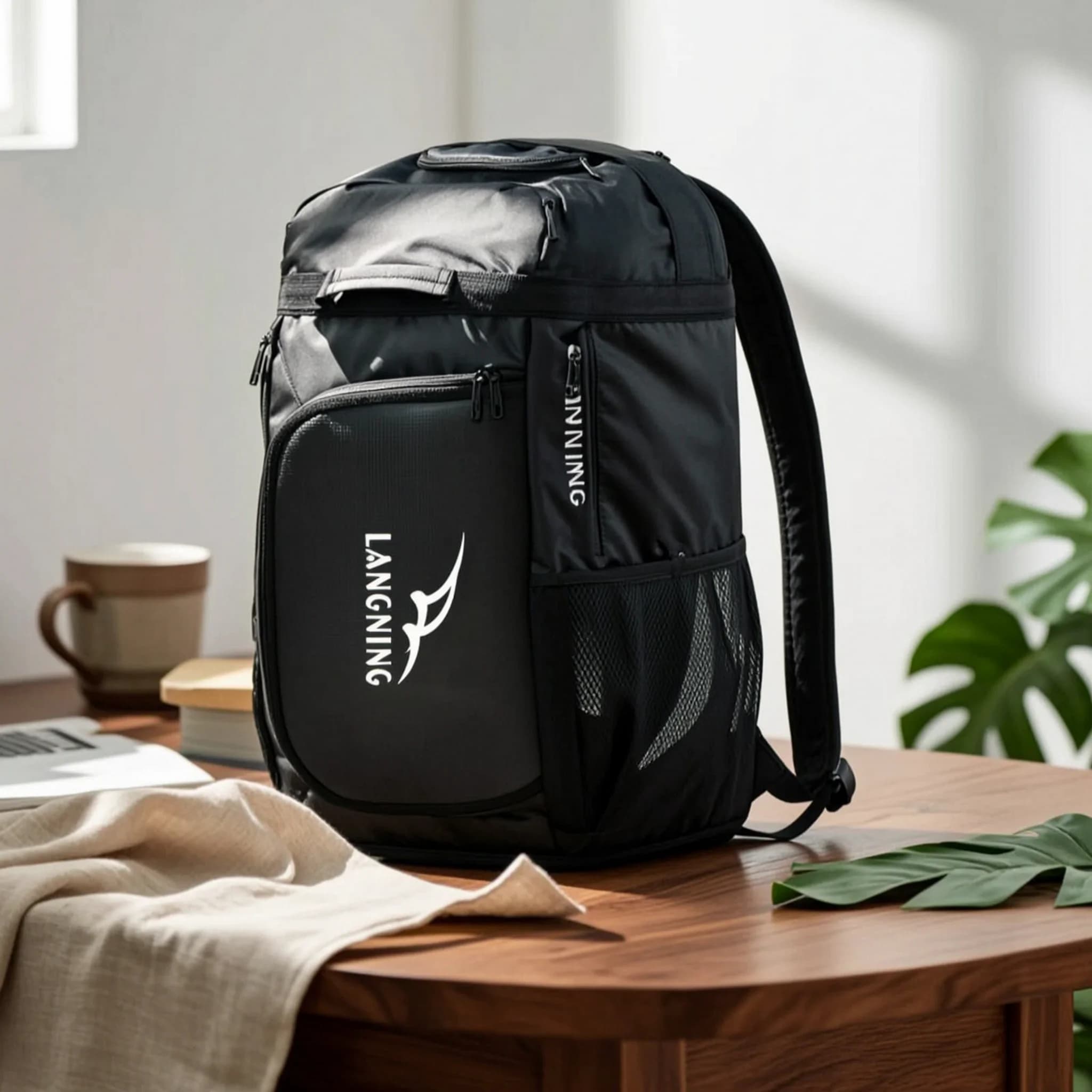 Racket Backpack Long Tennis Backpack Badminton Bag Zippered Separate for Gym