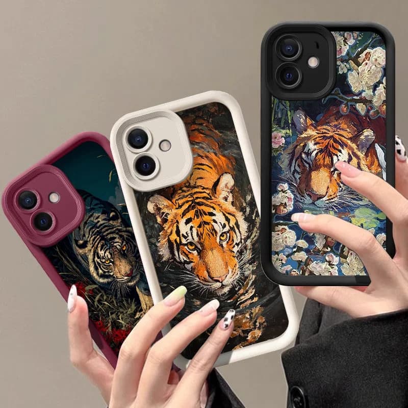 Cover per Telefono con Stampa Floreale ed Estetica Cartoonesca Tigre per Google Pixel 10 9 8 7 8A 7A Pro XL 9A, Custodia Morbida in Silicone Anti-caduta