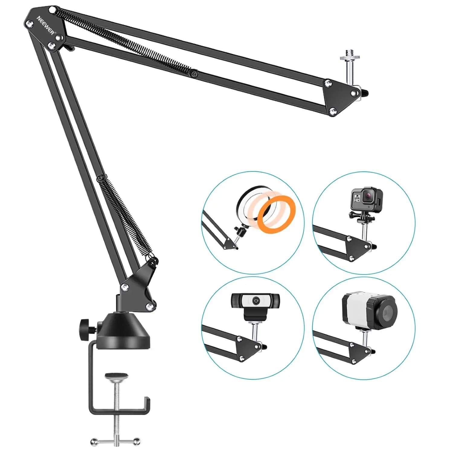 Neewer Desktop Clamp Adjustable Suspension Boom Scissor Arm Stand Holder 360° Rotation for Logitech Webcam C922 C930e C930 C920