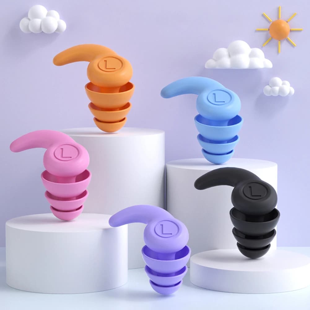 Silicone ear protection for swimming Ear plugs with three-layer noise reduction Acoustic insulation cap Waterproof Children's washable Adult
