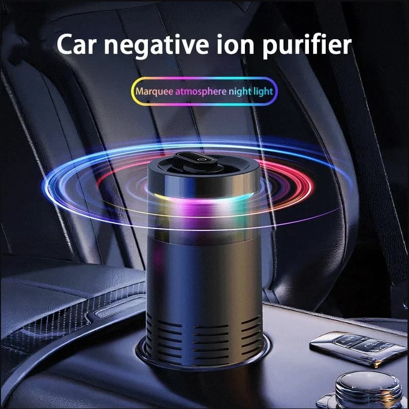Nuovo Purificatore d'Aria per Auto 2026, Purificatore d'Aria a Ioni Negativi con Luce Ambientale per Rimuovere Formaldeide e Odori all'Interno dell'Auto