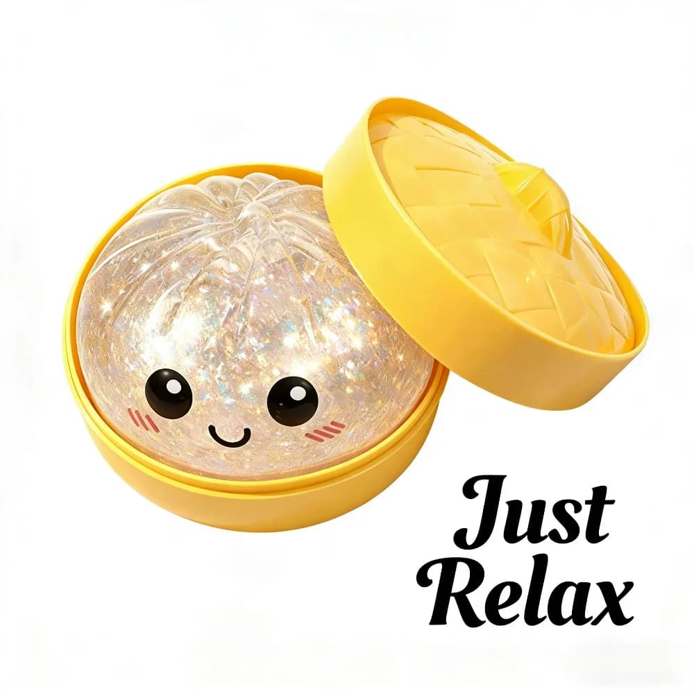 Glitter Dumpling, Giocattolo Squishy a Forma di Raviolo, Antistress per Adulti, Giocattolo Fidget Morbido e Spremibile per Decompressione