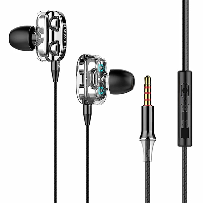 3.5 mm universal wired jack headphones Double clacson 6D Stereo Music earphones for heavy bass with microphone Auricolari in-ear speaker game