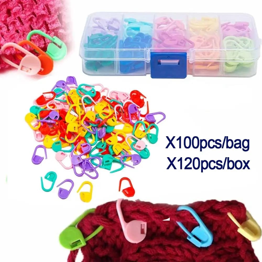 100/120PCS Plastic Hot Locking Stitch Tools Markers Needle Clip Knitting Accessories Crochet Hook kits Sewing supplies