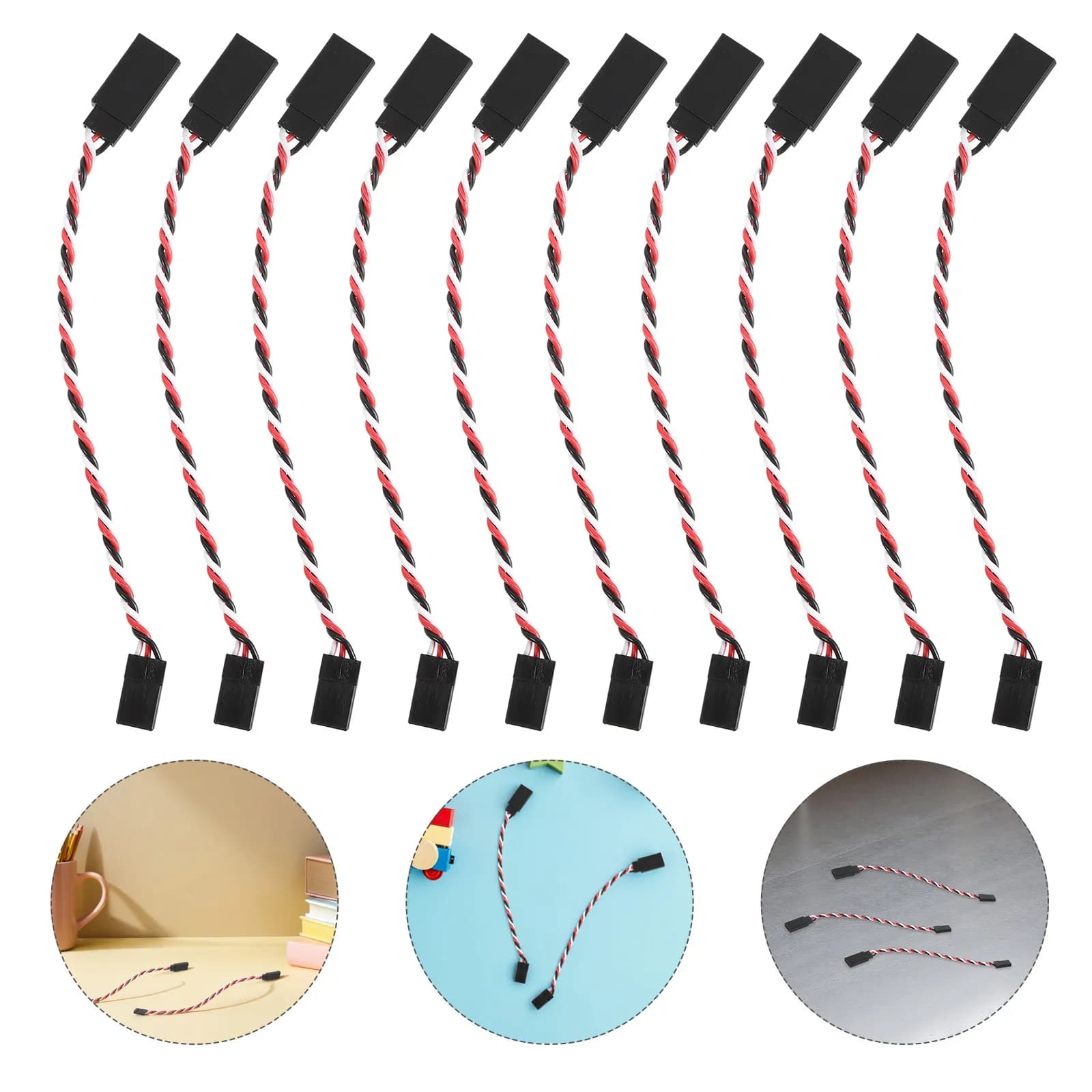 Cavo di prolunga servo RC da 10 pezzi, stabile, da maschio a femmina, a 3 pin, con trasmissione del segnale elevata per aerei ed elicotteri
