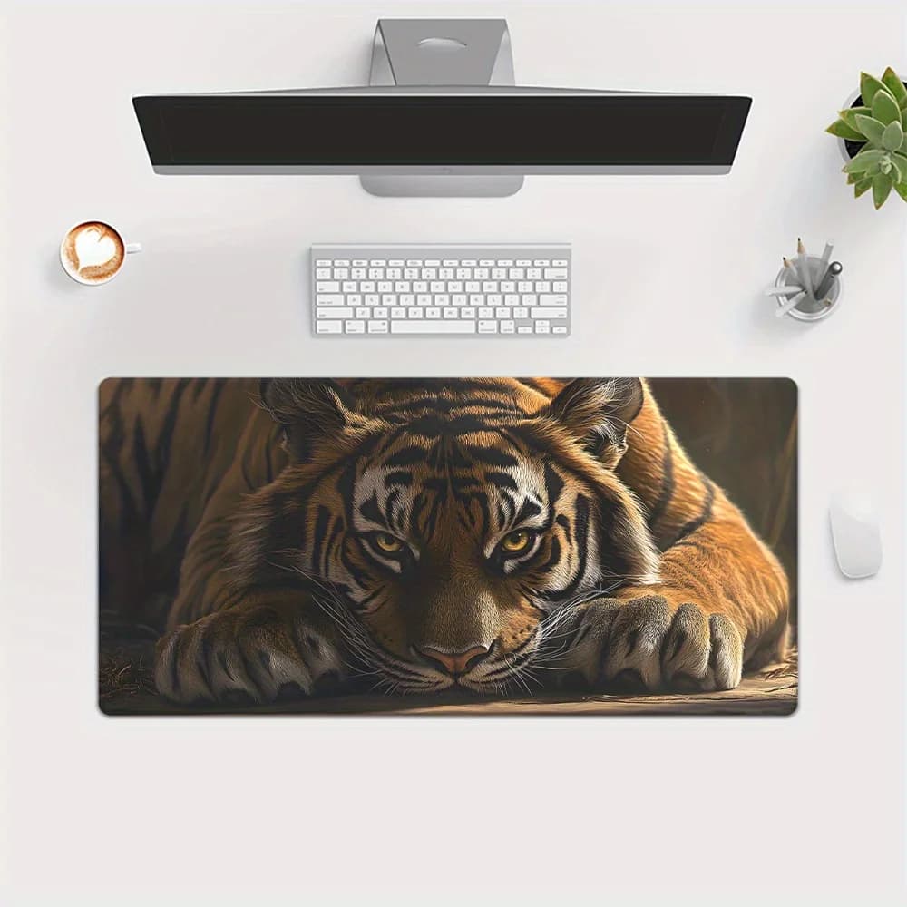 Tappetino da scrivania con stampa HD con motivi tigre, tappetino per mouse XXL multifunzionale, tappetini per mouse da gioco per tastiera, computer da ufficio, PC, giocatori