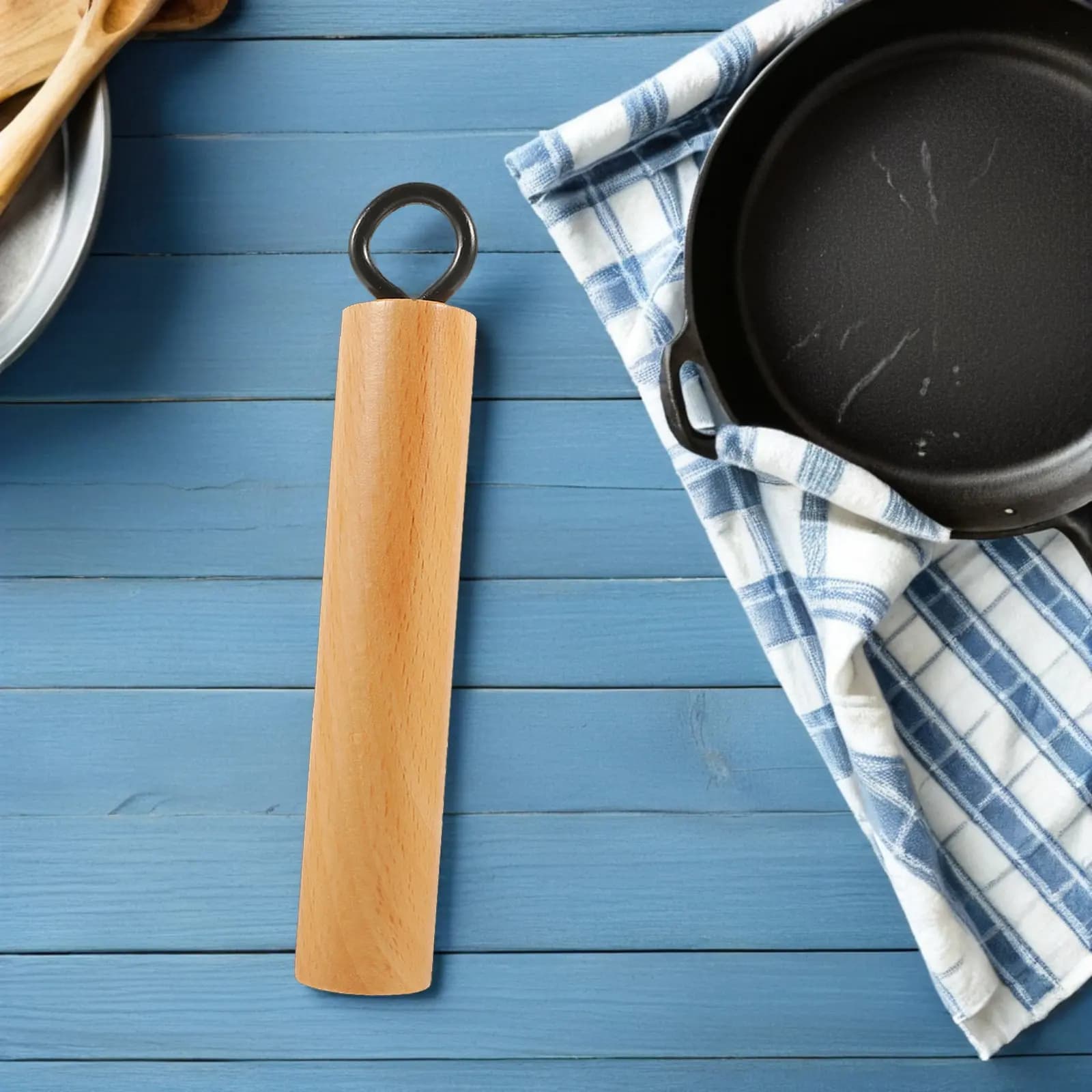 Manico per Pentola in Legno Staccabile, Resistente al Calore, Impugnatura Lunga, Ricambio per Padelle e Wok, Accessorio Essenziale per la Cucina