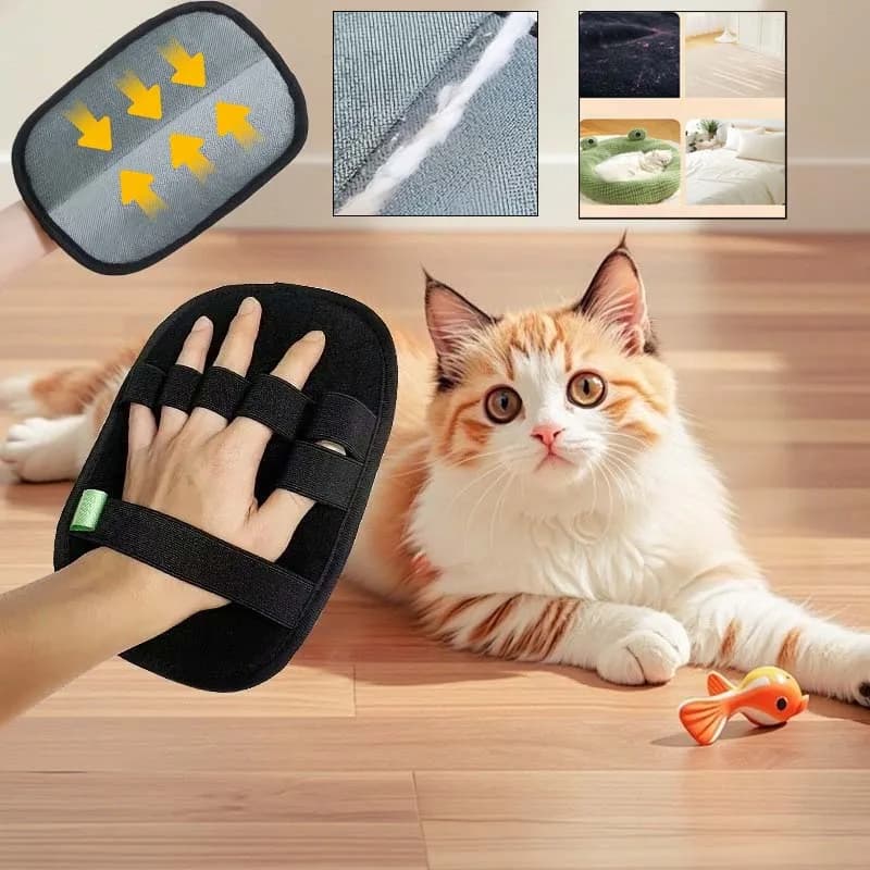 Guanto per toelettatura animali domestici Spazzola per rimozione peli di cani Guanto per pulizia gattino Rimozione spazzola per massaggio Accessori per cani