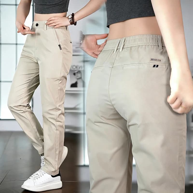 2026 Men's Ice Silk Straight Leg Thin Breathable Casual Pants Summer Business Long Trousers Fashionable Versatile Lightweight