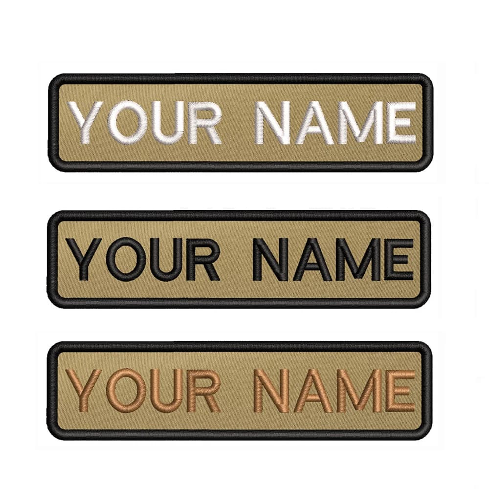 10X2.5cm Khaki Brown Embroidery Custom Name Patch Stripes Badge Iron On Or Patches for Clothing