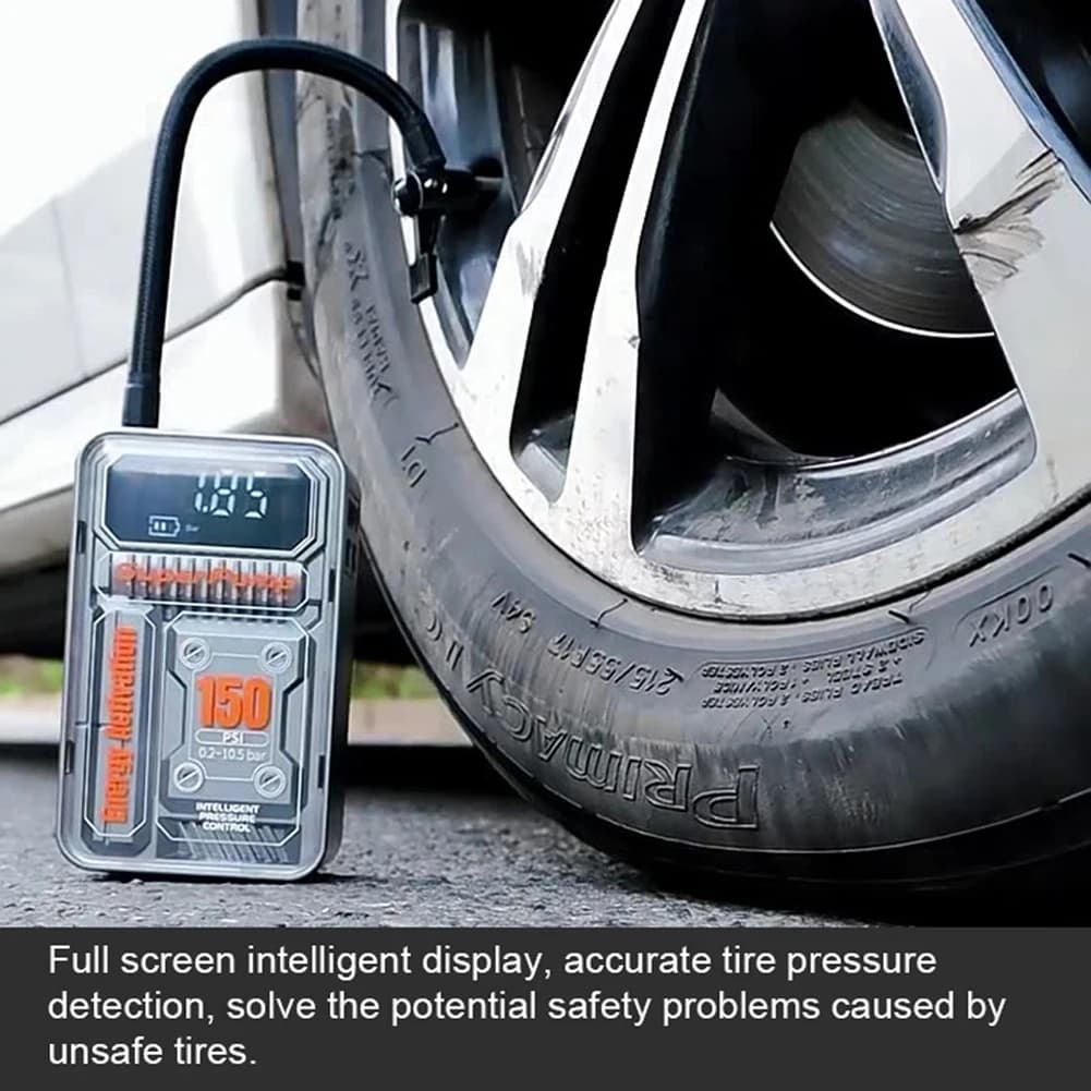 Pompa d'aria per auto a filo/wireless con display digitale leggero Gonfiatore portatile per pneumatici per bici da moto