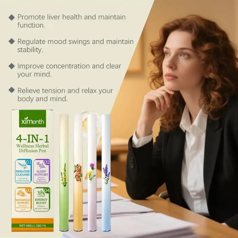 Penna Deodorante 4-in-1: Rilassa i Sensi, Respirazione Fresca, Rinvigorente, Diffusore di Aromaterapia, Penna Purificante per i Polmoni