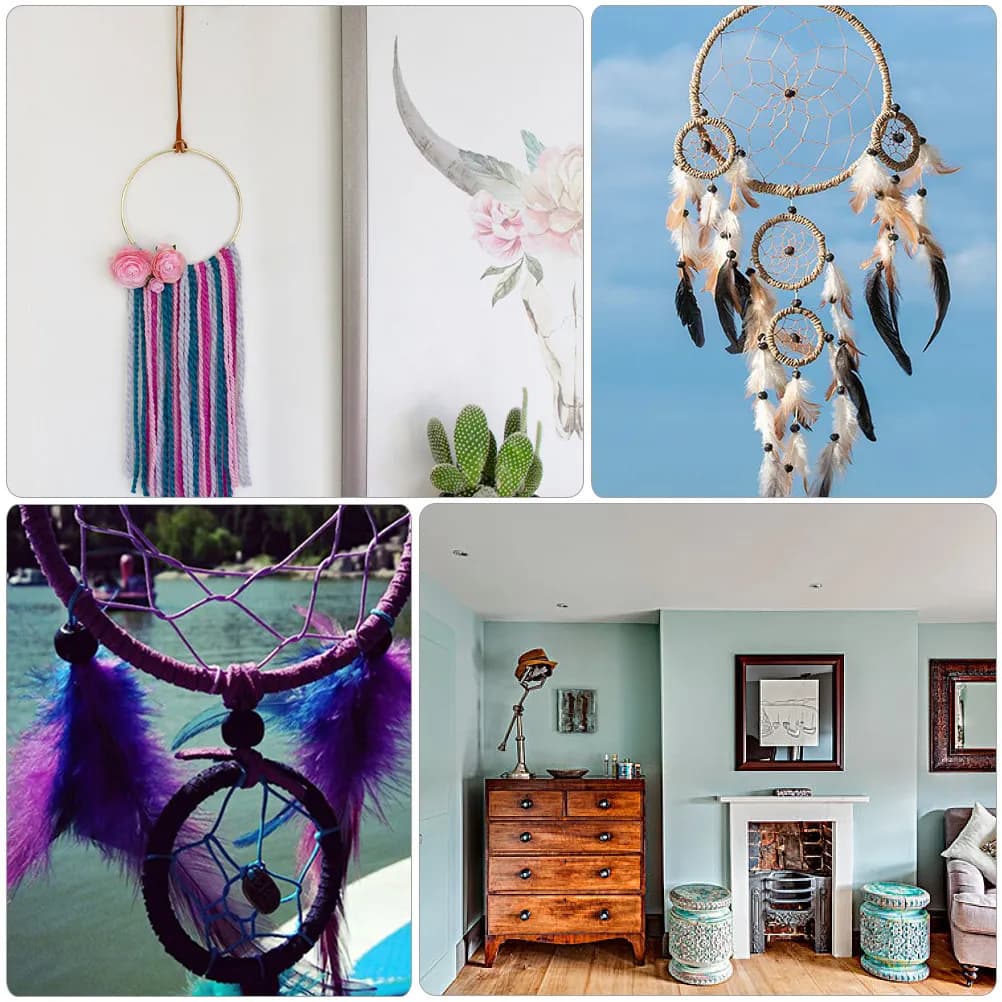 3Pcs Metal Craft Hoop Round Ring for Dreamcatcher Embroidery Wreaths Decor DIY Home Office Living Room Bedroom Decoration Golden