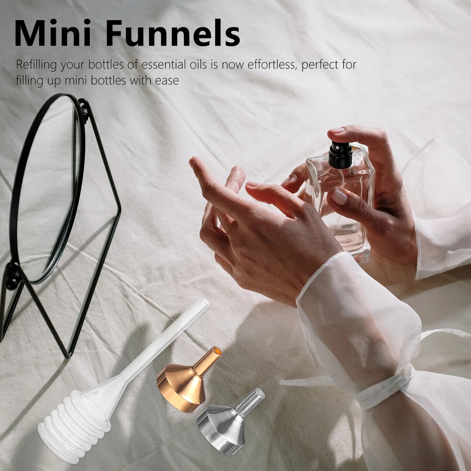 Set di mini imboccagliatori in alluminio per il riempimento di profumi, il trasferimento di polveri e spezie, accessori per laboratorio e artigianato domestico
