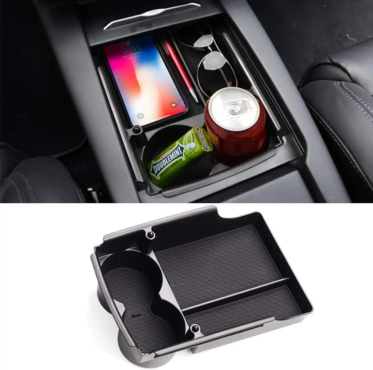 Per Tesla Model X/Model S Console centrale Organizer Bracciolo Scatola portaoggetti Portabicchieri compatibile con accessori Tesla Model X/S