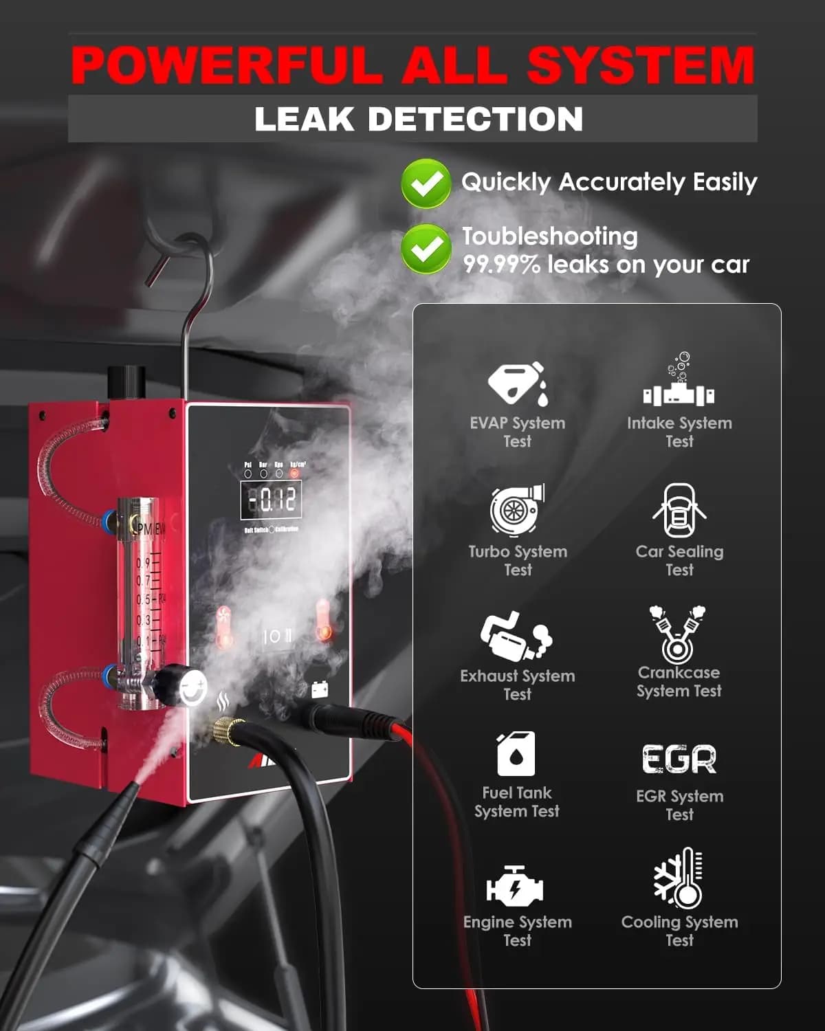 Rilevatore automatico di perdite di fumo Macchina Pompa d'aria incorporata Dual Mode Perdite di tubi per auto EVAP Tester di perdite di vuoto Strumento diagnostico ANCEL L300
