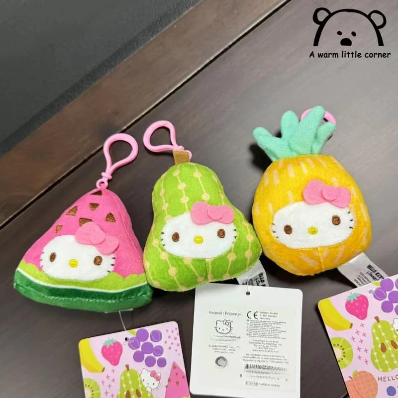 Super Cute Fruit Series Ananas Kt Cat Zaino Portachiavi con ciondolo in peluche Simpatico dessert Piccolo ananas bambola di peluche Regalo per ragazza