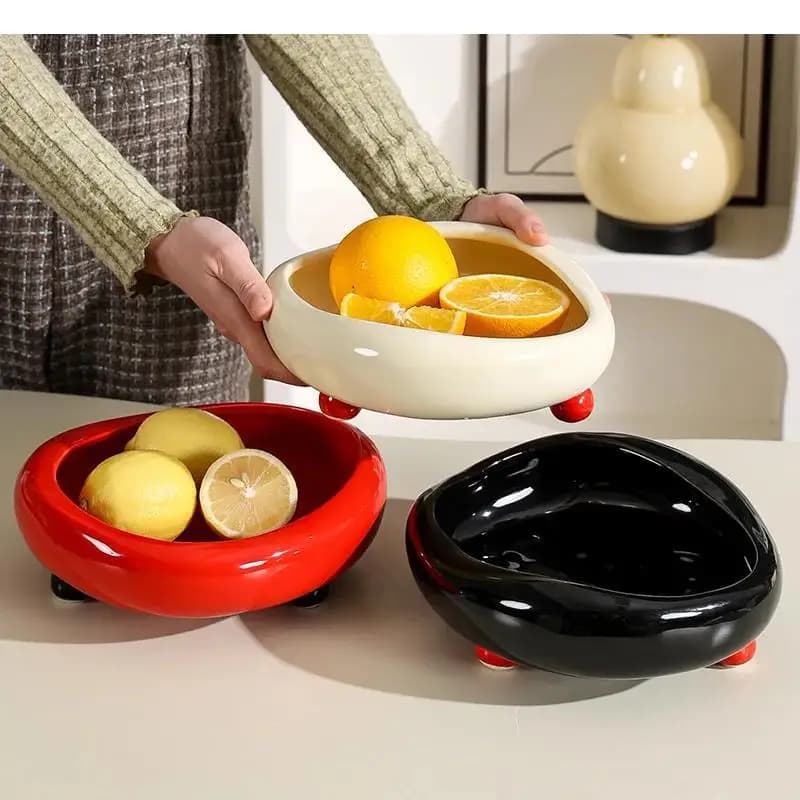 Piatto per Frutta in Ceramica Irregolare, Piatto Monocolore per Caramelle e Snack, Contenitore per Noci Secche e Uso Domestico