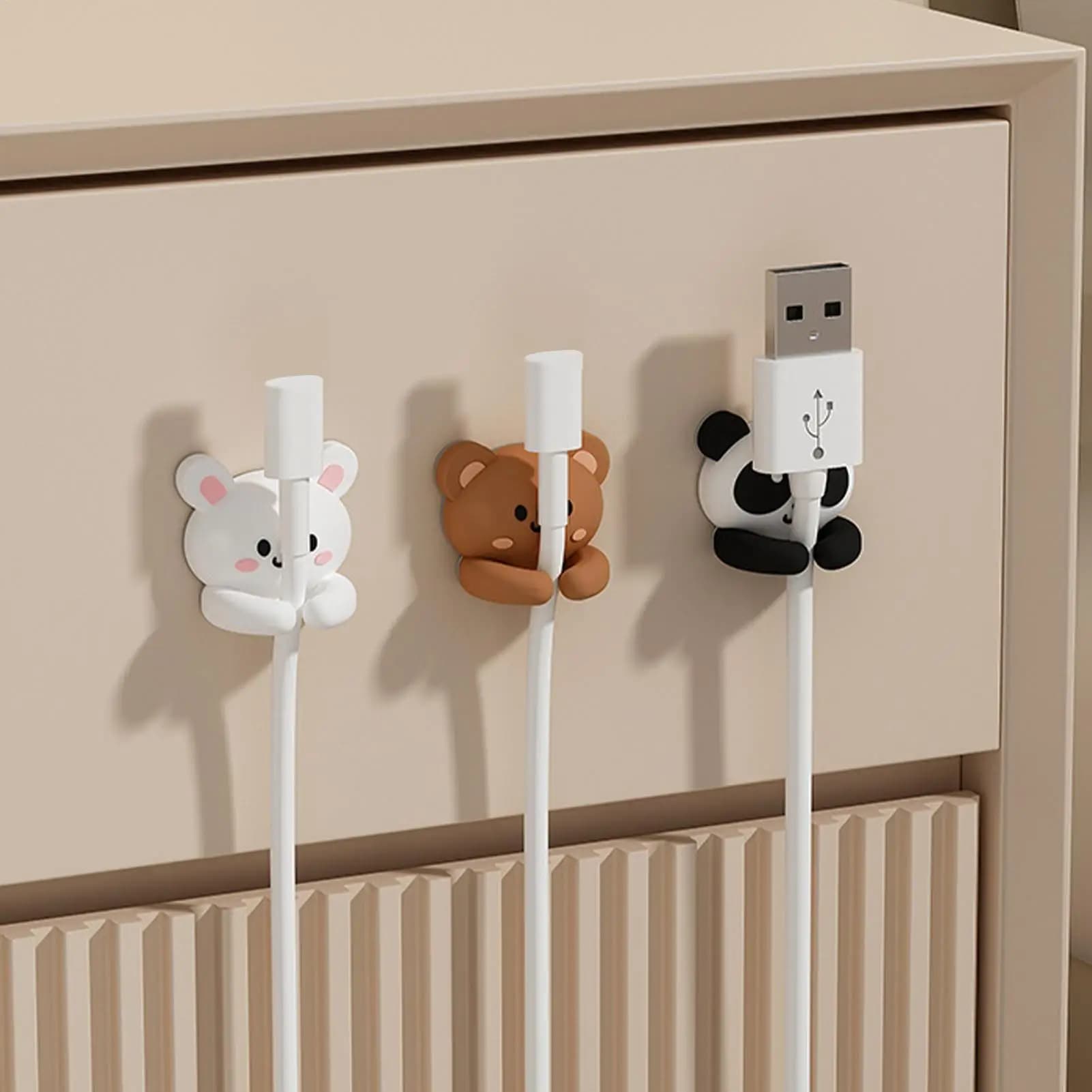 Organizzatore di Cavi a Forma di Capibara, Clip Adesiva per Cavi, Adatta per Diametri Inferiori a 6mm, Supporto per Cavi di Ricarica e USB