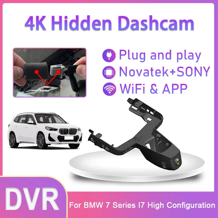 New! Video Recorder DVR WiFi for Auto, Dash Cam UHD for BMW 7 Series I7 High Configuration 2023, Night Vision, App Control for Smartphone