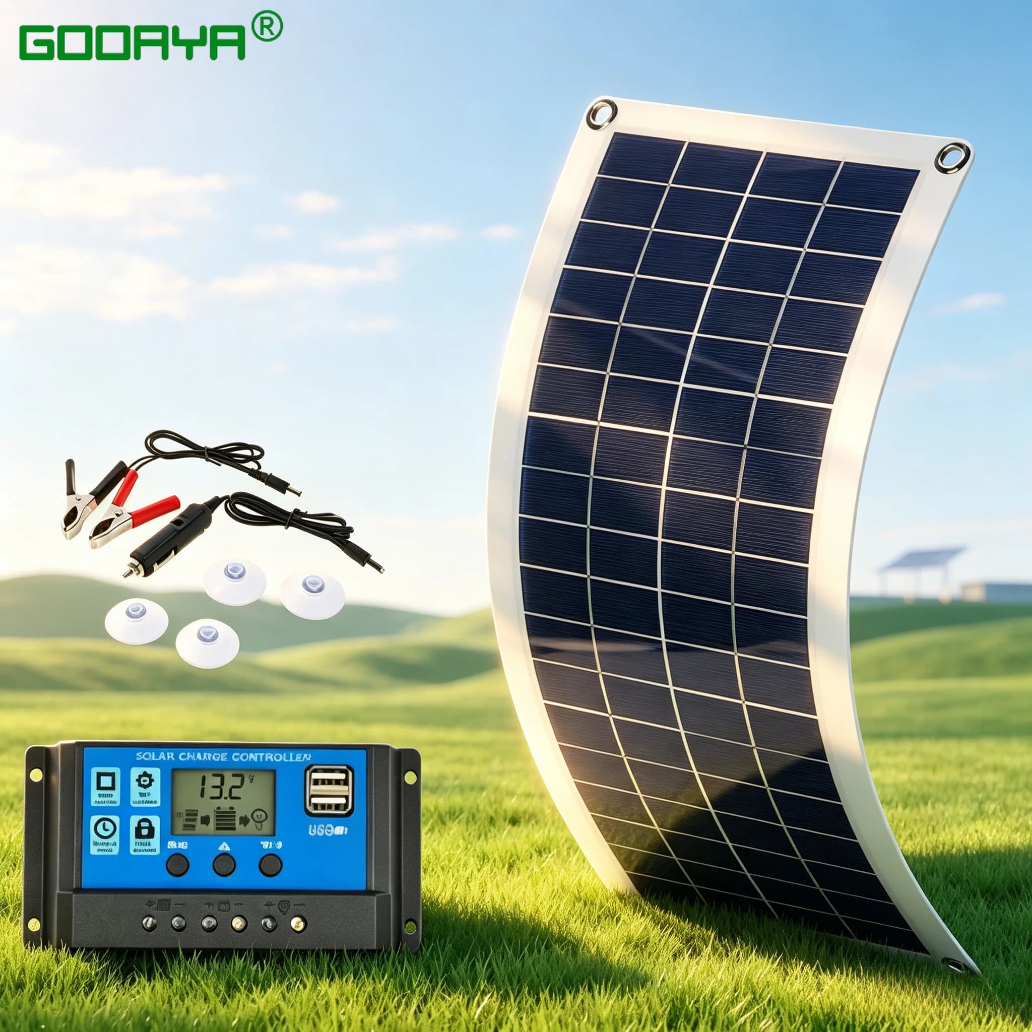 Solar Panel Solar Charger 100W USB Output Solar Cells Poly Solar Panel 30/40/50/60A Controller for Car Battery Boat Charger