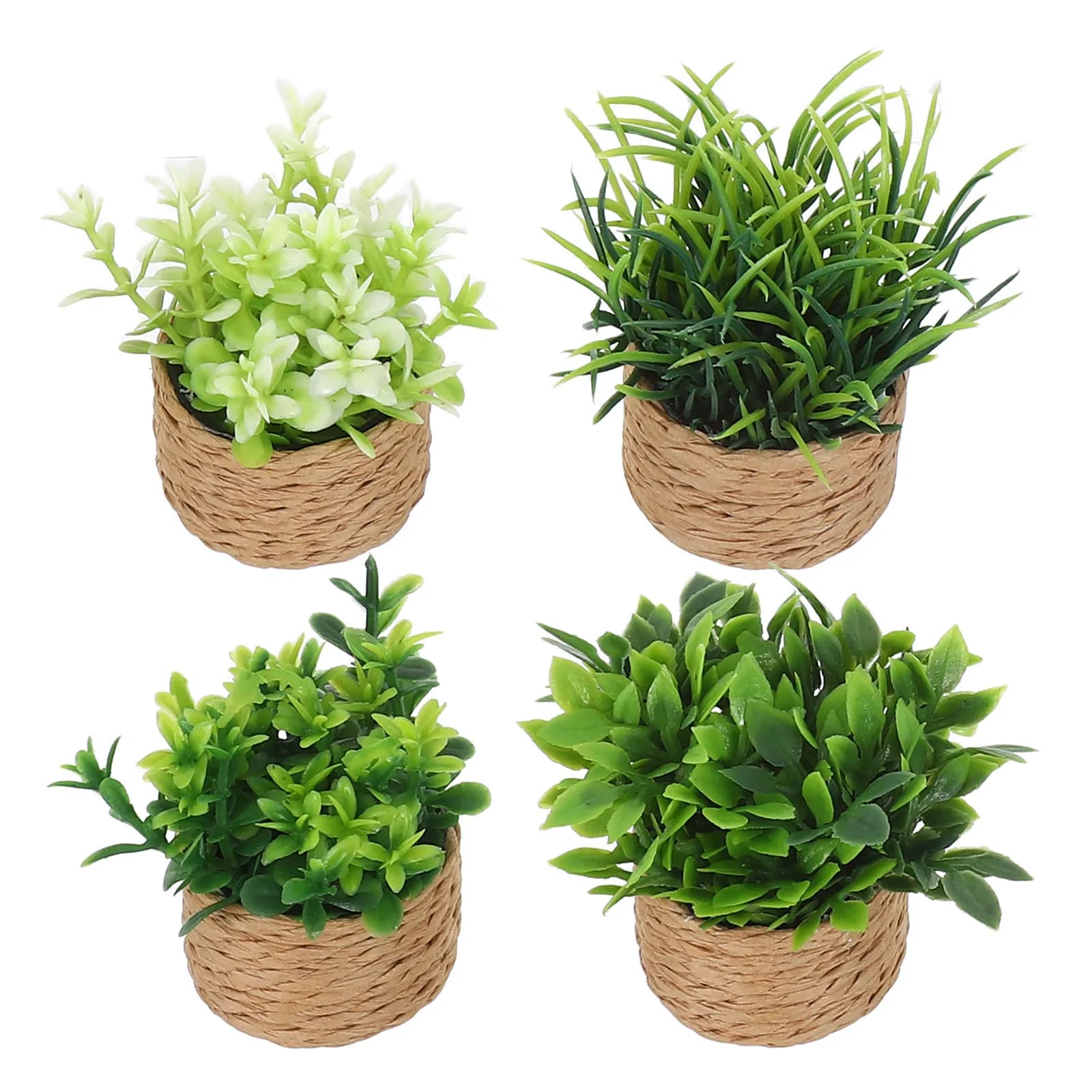 4 Pezzi Miniature di Piante Artificiali in Vaso per Casa delle Bambole, Bonsai in Miniatura, Decorazione per Piccoli Giardini, Accessori per Piante