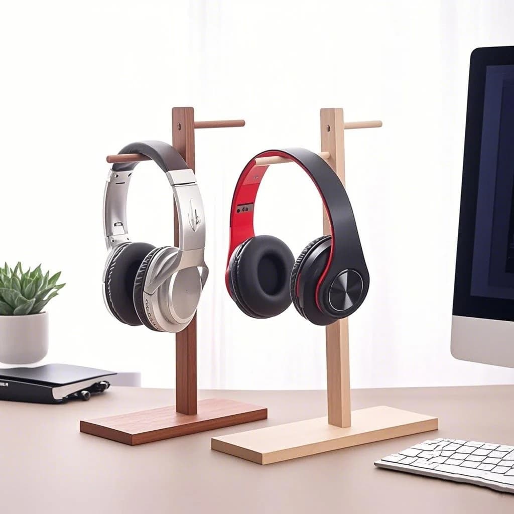 Wood Headphone Stand Earphone Display Rack Hanger Bracket Gamer Headsets Storage Shelf Gaming Accessories Home Storage