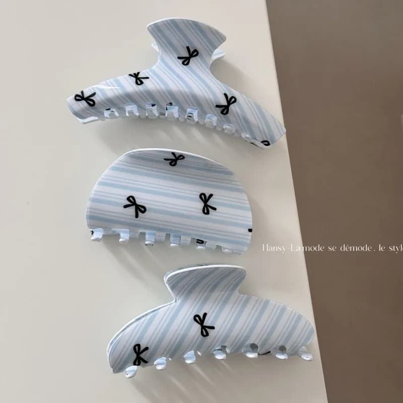 Clip per artigli per capelli con fiocco a strisce bianche blu, impugnatura avanzata per squalo, accessori per capelli da donna alla moda nuovi