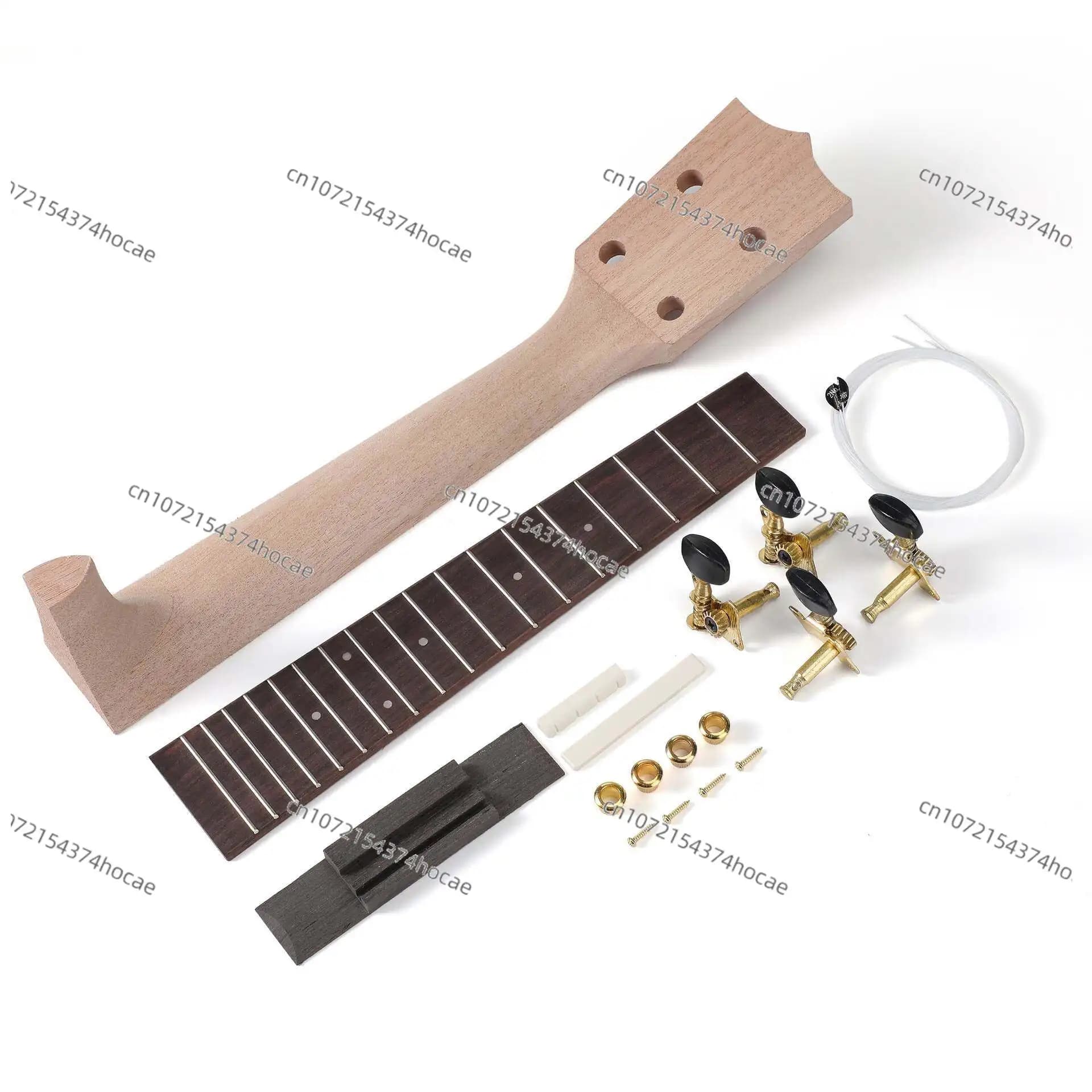 Kit Fai-da-te per Manico di Ukulele in Scatola di Biscotti, Manico in Scatola di Sigari + Corde + Pulsanti per Corde + Ponte