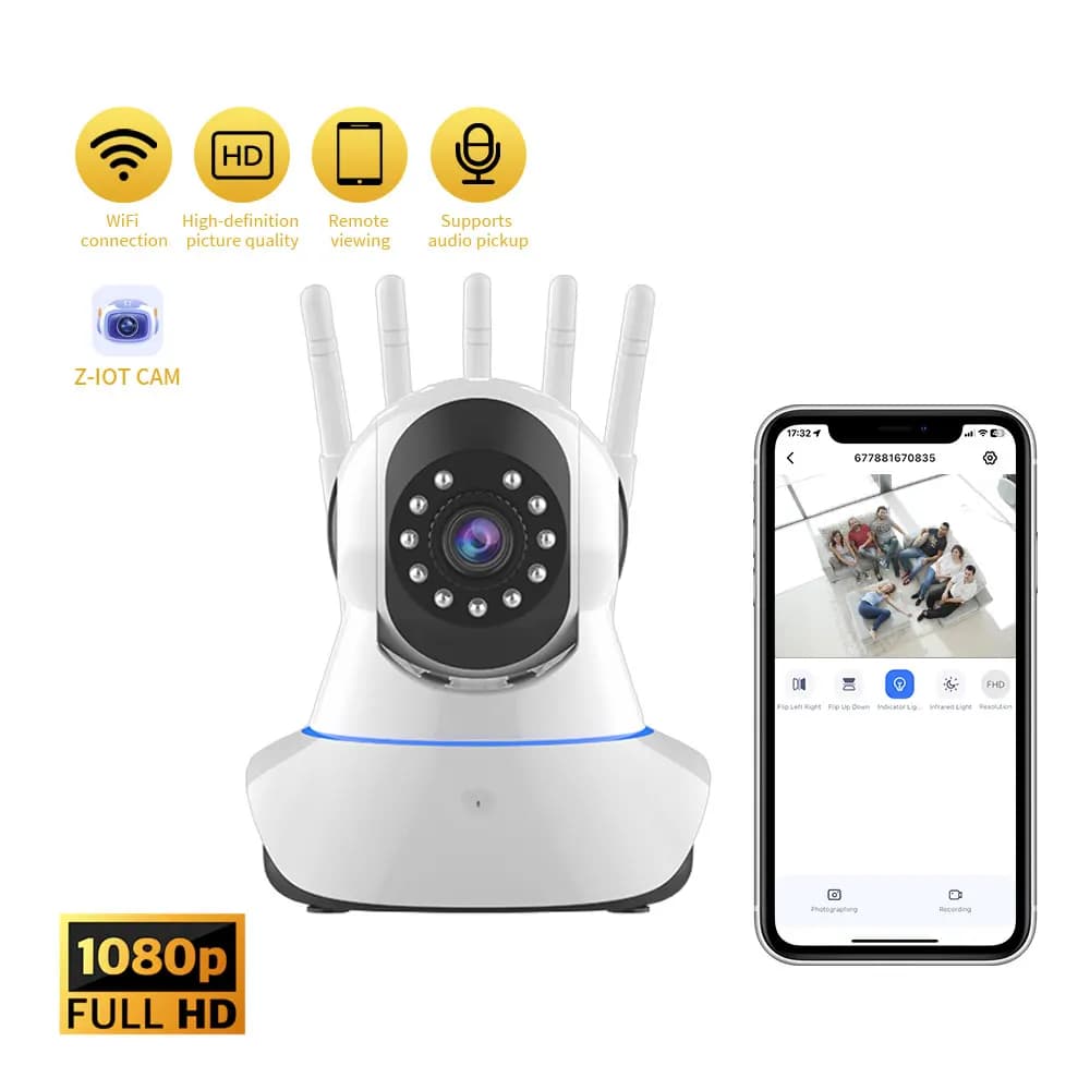 Telecamera IP WIFI Smart Home Audio bidirezionale Pan Tilt 1080P Telecamera CCTV di sicurezza wireless Supporto porta RJ45 Telecamera CCTV Baby Monitor