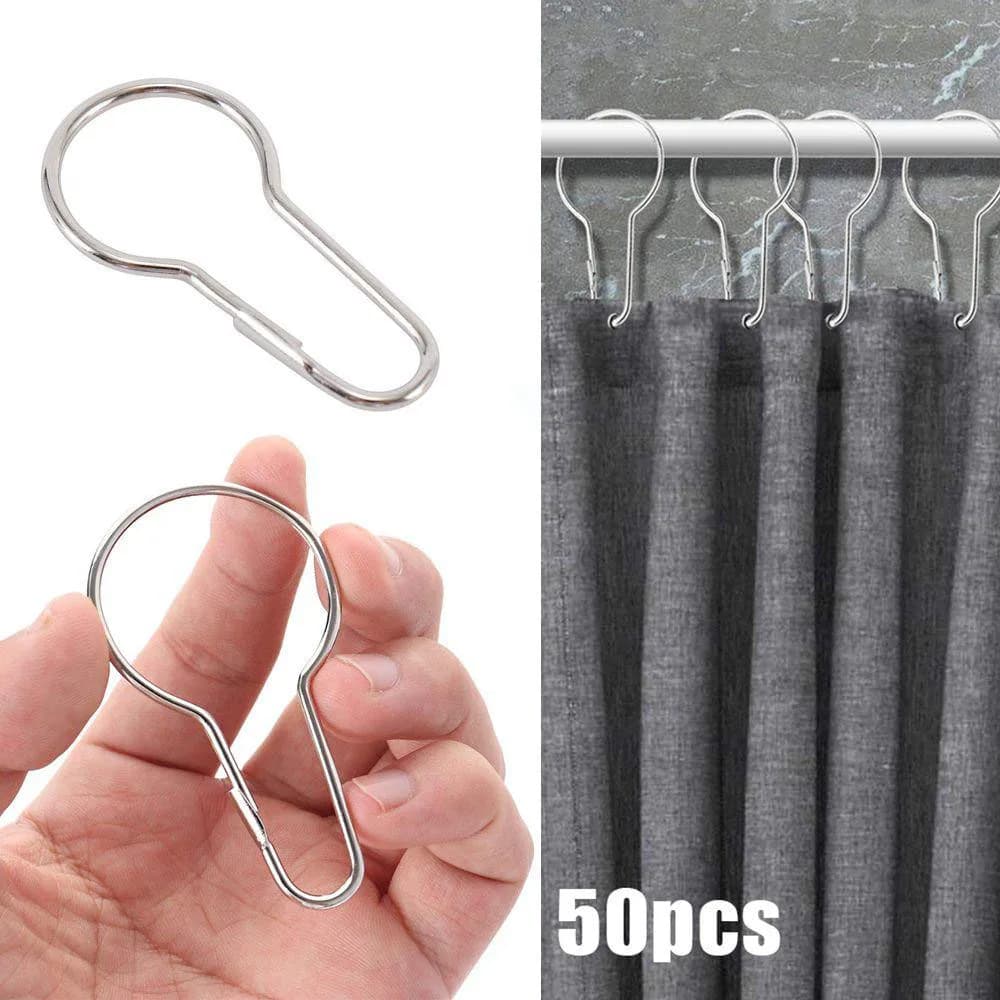 50 Pezzi Anelli a Forma di Zucca in Ferro, Moschettoni Portachiavi per Tende Doccia e Finestre, Accessori Gancio per Tende da Bagno, Morsetti per Aste