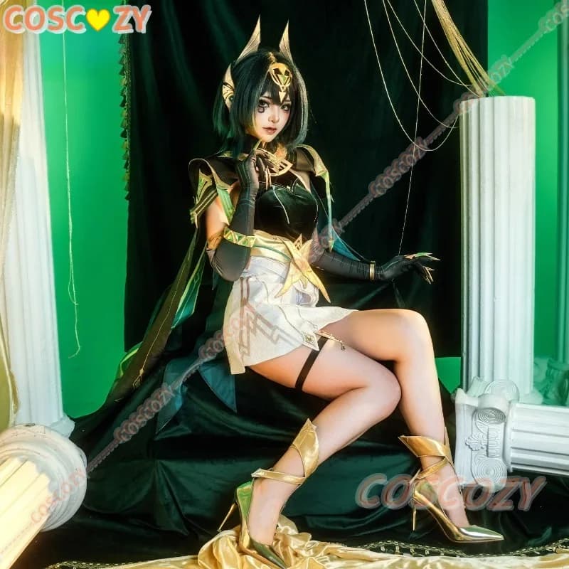 Genshin Impact Nefer Cosplay Costume Wig Uniform Dress Carnival Halloween party for Women Girls Set of Accessories