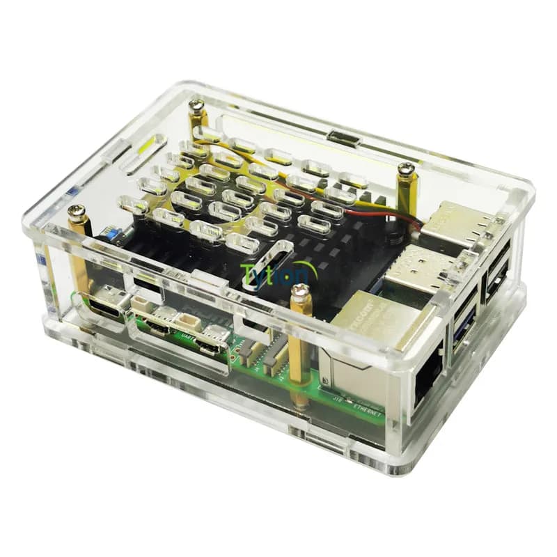 Raspberry Pi 5 Acrylic Case Transparent Cooling Fan Optional Aluminum Copper Heat Sink New