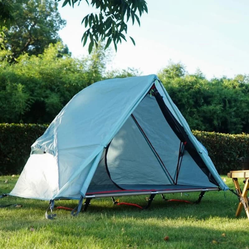 Camping tent outside ground with quick installation, aluminium alloy pole per single person, mosquito proof, rainproof, portable, folding