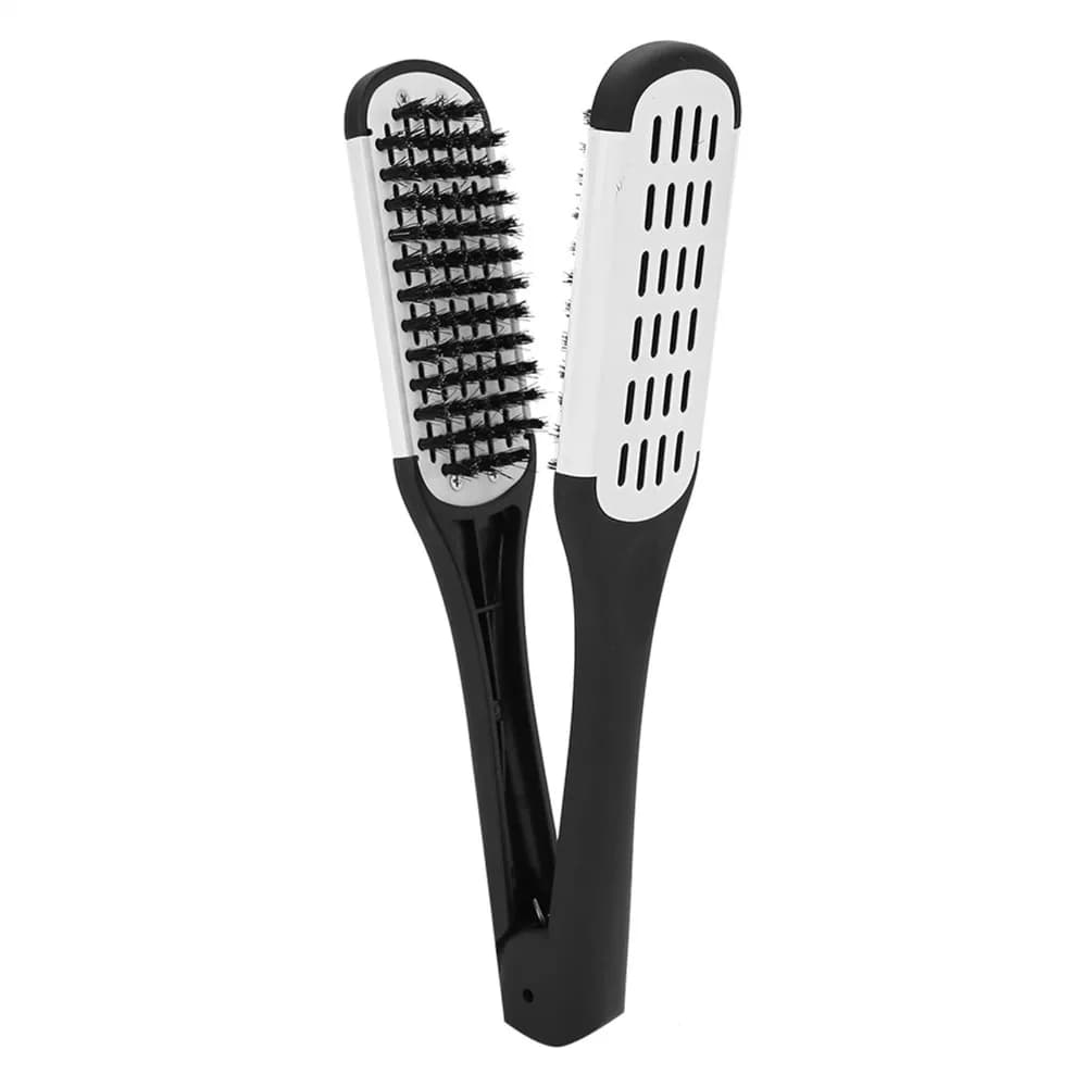Pettine Antistatico Professionale a Doppia Faccia a V per Lisciare i Capelli, Nero e Bianco, per Styling e Modellatura