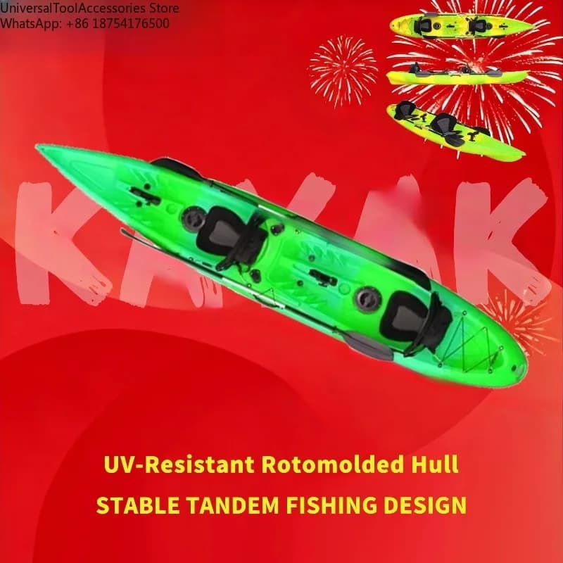 Kayak da Pesca in Plastica Rotostampata per 2 Persone, Protezione UV, con Pagaie per Lago, Fiume e Mare