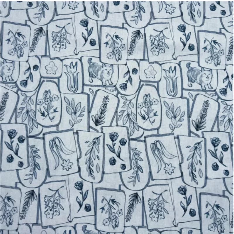 Sketch of Flowers Patchwor Print 100% Cotton Plain Fabric For DIY Children Dress Garment Book Cover Cap Door Curtain, M218