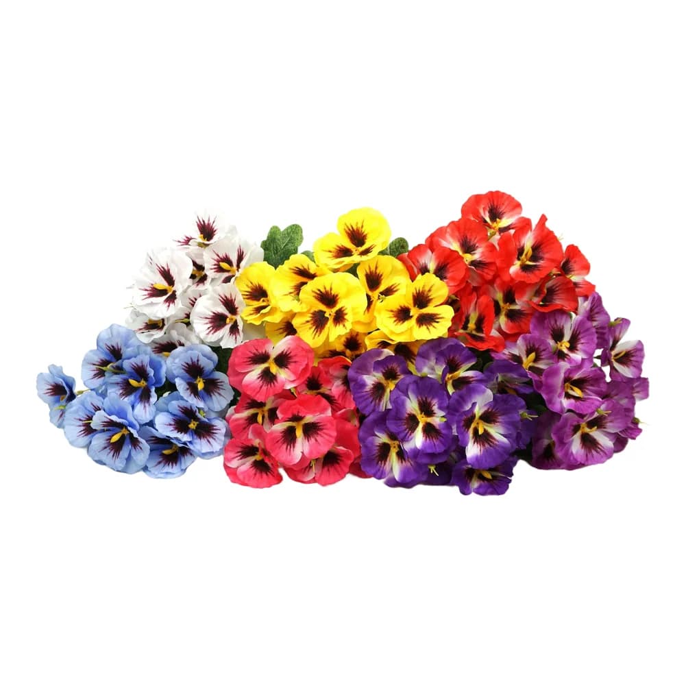 1 Bouquet Artificial Pansy Silk Flowers Simulation Plant For Home Hotel Outdoor Mall Party Wedding Decor