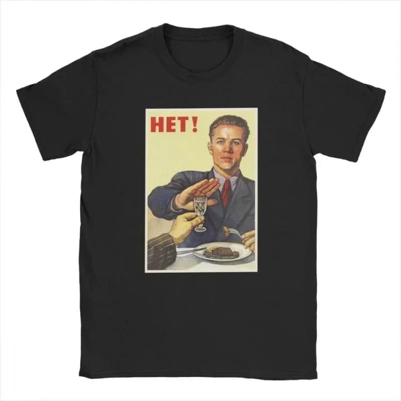 Vintage No To Alcoho T-shirt da uomo comunista T Shirt propaganda Vodka CCCP URSS Abbigliamento russo Casual Streetwear Tee Ropa Hombre