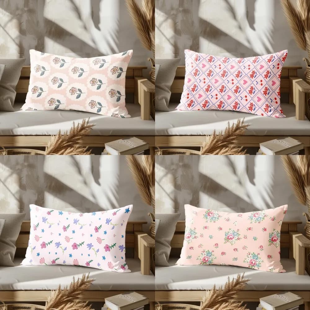 Decorazioni per la casa Fodere per cuscini quadrate con motivo floreale adatte per divano Camera da letto Fodera per cuscino per auto Cuscino per schienale rettangolare