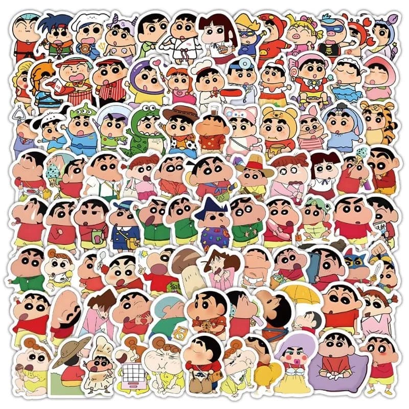 Crayon Shin-chan Shiro Cartoon Cute 60pcs Stickers Kawaii 2D Graffiti DIY Decoration Stickers Animation Peripheral Wholesale