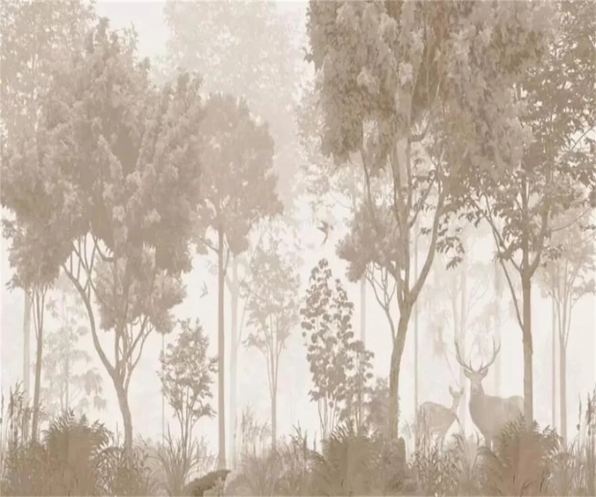 Carta da parati personalizzata con fiori di ciliegio, alci e foresta, murale per interni, sfondo rosa, decorazione per la casa, soggiorno, camera da letto, carta da parati 3D