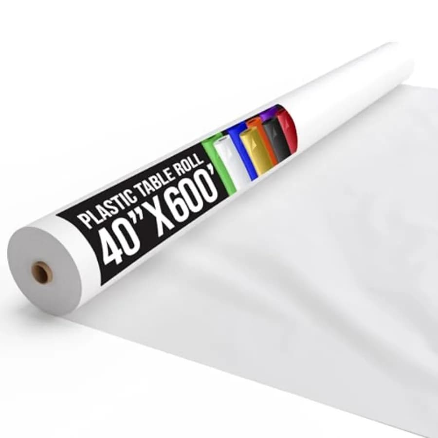 Plastic Table Cover Roll 40" X 600' Table Cloth Plastic Cover Roll - Premium Quality Thick 0.5 MIL Banquet Rolls - Disposable T