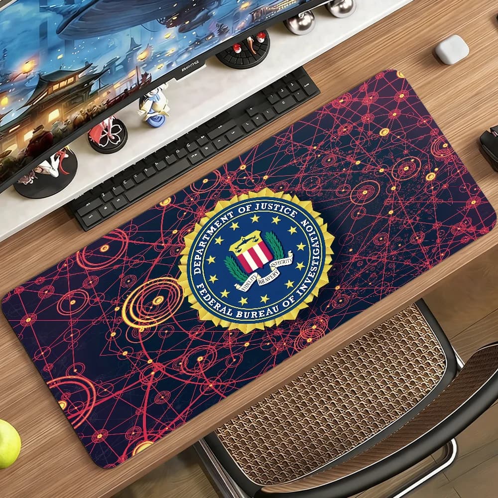 Tappetino per mouse FBI, tappetino per computer in gomma antiscivolo, tappetino da scrivania per gamer, decorazione, tappetino per laptop, ufficio, grande
